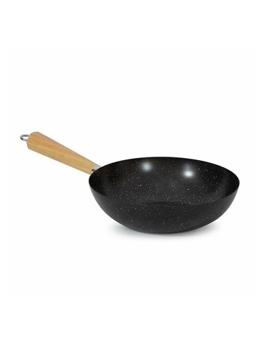 Wok 28cm Acero Negro C-mango Madera Sd3005 Bzp01