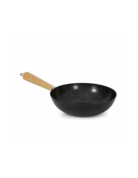 Wok 28cm Acero Negro C-mango Madera Sd3005 Bzp01