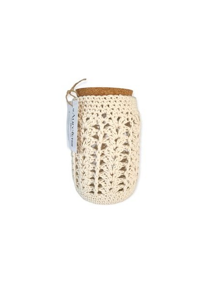 Frasco 650ml Vidrio C-tapa Corcho Y Funda Tejida Aur02