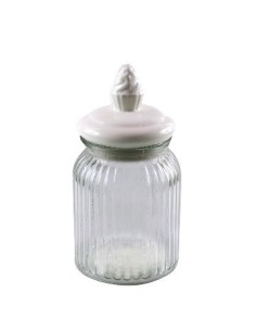 Frasco 1 5l Vidrio Rayado C-tapa Ceramica 105010 Dsa01