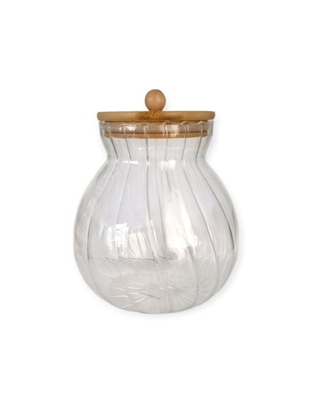 Frasco 1l Vidrio Rayas C-tapa Bamboo 301284 Pcu01