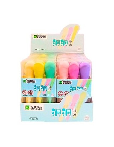 Goma Borrar Fantasia Lapiz Pastel X 3 Unid. Caja 25415 Col01