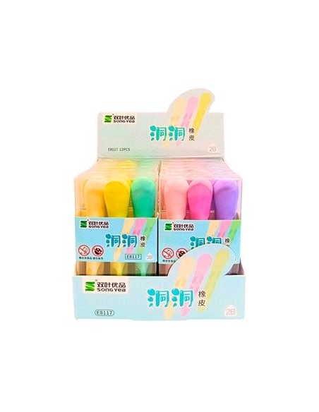 Goma Borrar Fantasia Lapiz Pastel X 3 Unid. Caja 25415 Col01