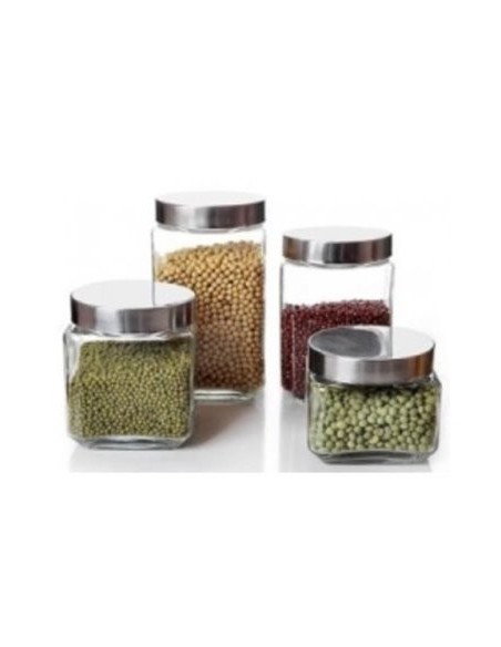 Frasco 10cm Vidrio Cuadrado T-acero 800ml 4925579 Bar02