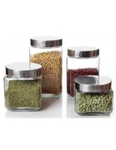 Frasco 14cm Vidrio Cuadrado T-acero 1300ml 4925567 Bar02