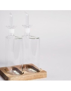 Aceitera-vinagrera Vidrio C-base Madera 0504159 Mish02