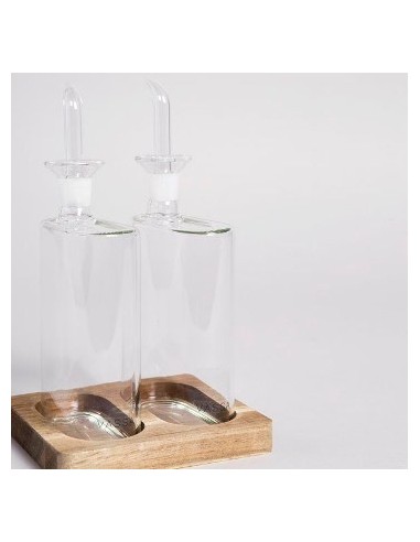 Aceitera-vinagrera Vidrio C-base Madera 0504159 Mish02