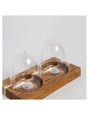 Salero Y Pimentero 7cm  Vidrio C-base Madera 0504166 Mish02
