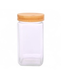 Frasco Vidrio 2000ml Cuad Tapa Bambu C6417 Dec01