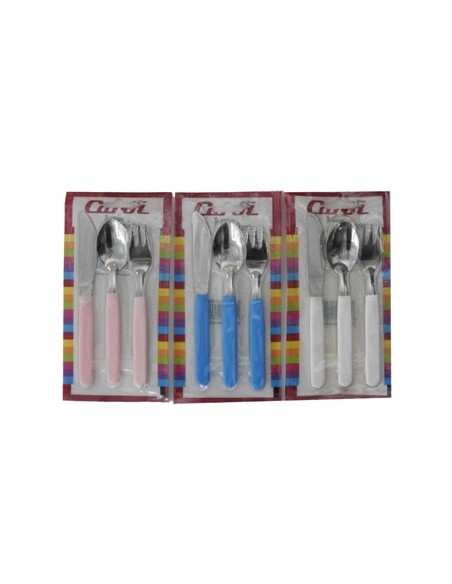 Juego Cubiertos Blister X3 Infantil Rosa-celeste Carol 30360 Car15