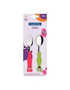 Juego Cubiertos X2 Pzas Tramontina Infantil Cuchara Y Tenedor En Blister 086-02204 Dip01