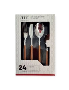 Juego Cubiertos X24pzas Am Collection Mango Simil Mad  W001 Min02 Mta01