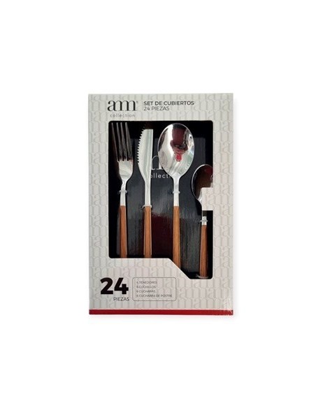 Juego Cubiertos X24pzas Am Collection Mango Simil Mad  W001 Min02 Mta01