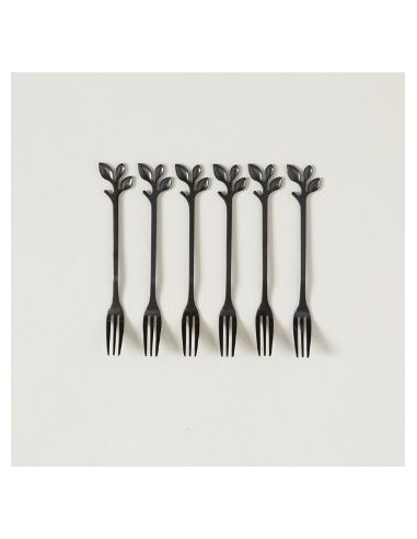 Cucharita-tenedor X 6 Copetin Acero Negro 0501006-0501005 Mish02