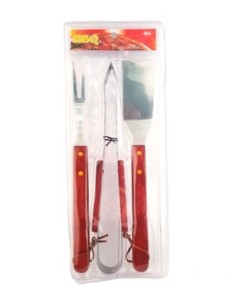 Juego Cubierto Asado X3 Pzas Mango Madera Blister 57915494 Cr02 -m- -p-