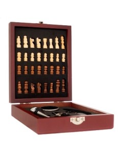 Set De Vino C-juego Ajedrez Caja Madera 59889 Pel02