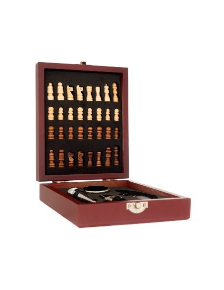 Set De Vino C-juego Ajedrez Caja Madera 59889 Pel02