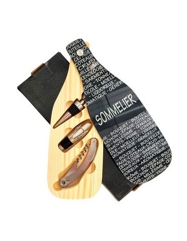 Set De Vino X3 Forma De Botella C-vidrio Y Madera Ca5447 Pk01