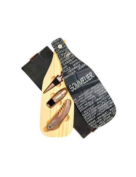 Set De Vino X3 Forma De Botella C-vidrio Y Madera Ca5447 Pk01