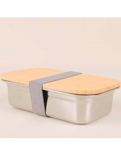 Hermetico Rect  17x11x5 Acero Tapa Bambu Ea-82993 Sf01