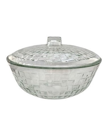 Ensaladera 24cm Vidrio C-tapa Labrada En Caja Bls954-bb Pk01