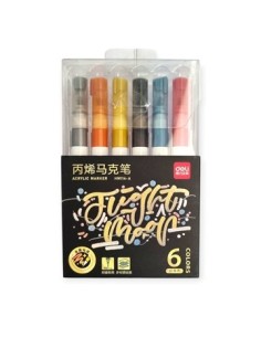 Marcadores X 6 Acrilico Glitter P-red  Caja Hm114 Deli