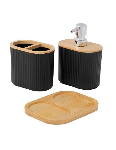 Set De Bano X3 Pzas Tapa Bambu Ba4063 Vgo01