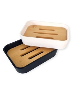 Jabonera Acrilico C-bambu Blanco-negro B4801 Dec01