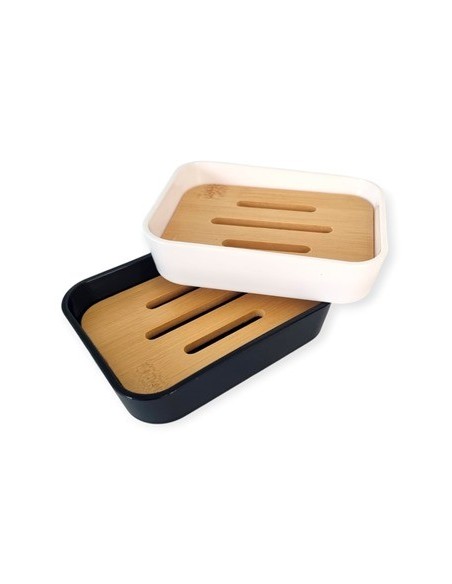 Jabonera Acrilico C-bambu Blanco-negro B4801 Dec01