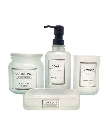 Set Bano X4 Pzas Vidrio Esmerilado Dp14  Gal01