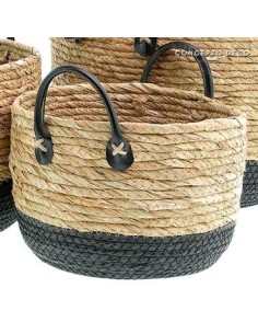 Canasto 36cm Seagrass C-manija Eco Cuero Can0459 Moo10 Pcu01