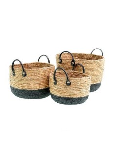 Canasto 33cm Seagrass C-manija Eco Cuero Can0459 Moo10 Pcu01