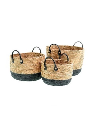 Canasto 33cm Seagrass C-manija Eco Cuero Can0459 Moo10 Pcu01