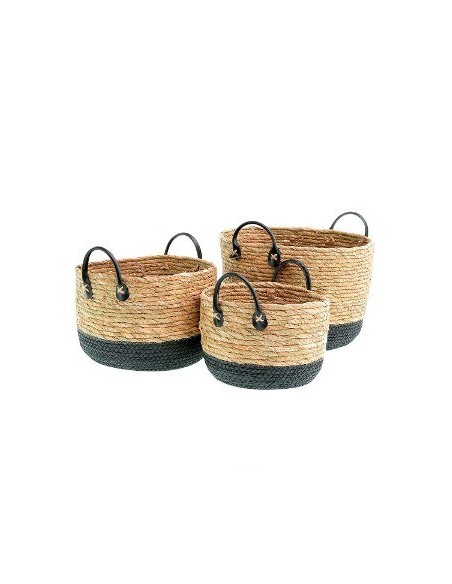 Canasto 33cm Seagrass C-manija Eco Cuero Can0459 Moo10 Pcu01