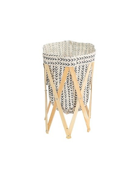 Cesto P-ropa 39x68cm Tela C-estructura De Madera Pleg  3140-13 Woo01