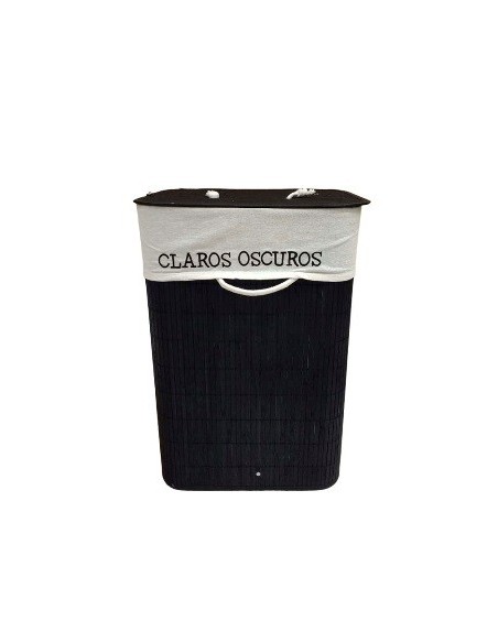 Cesto P-ropa 40x30x60cm Claro-oscuro Bamboo Negro C-tapa 302036 Pcu01