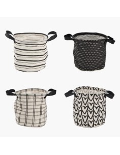 Cesto 19cm Red Tela Bco-negro C-manija Bano B4502 Dec01