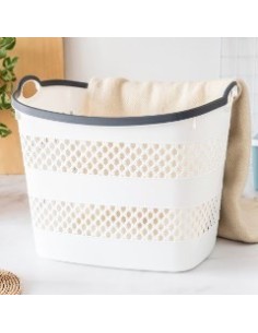 Canasto C-manija 45x37 Gris-blanco Calado A8538b-a8538g Dol01