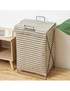 Cesto P-ropa 36x28x59cm De Tela C-tapa C-estructura Metal 34140-42 Woo01