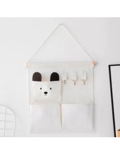 Organizador De Tela Kids Colgante C-bolsillo 34x30cm Bear Hook 34140-16 Woo01