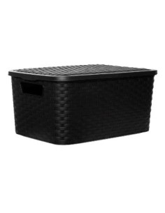 Canasto Rectangular 20x15 C-tapa T-ratan Negro  065 012 003 Sao01
