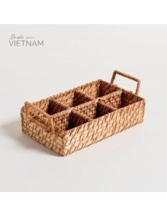 Organizador Rect  27cm Mimbre Negro-natural C-6 Div  Asa 0503183-0503151 Mish02