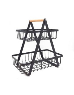 Frutera Doble Rectangular Metal Negra 57915361 Cr02 40138 Ben02