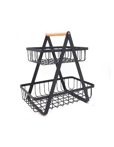 Frutera Doble Rectangular Metal Negra 57915361 Cr02 40138 Ben02