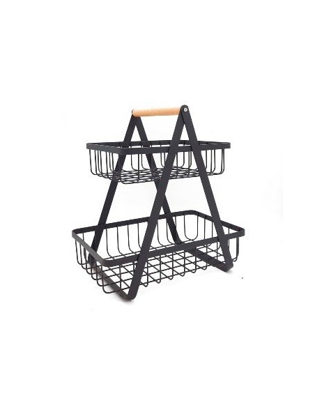 Frutera Doble Rectangular Metal Negra 57915361 Cr02 40138 Ben02