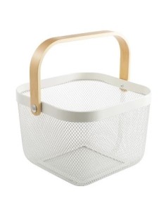 Canasta Alambre Cuad  24*18cm Manija Madera Bco-negro 57916074 Cr02