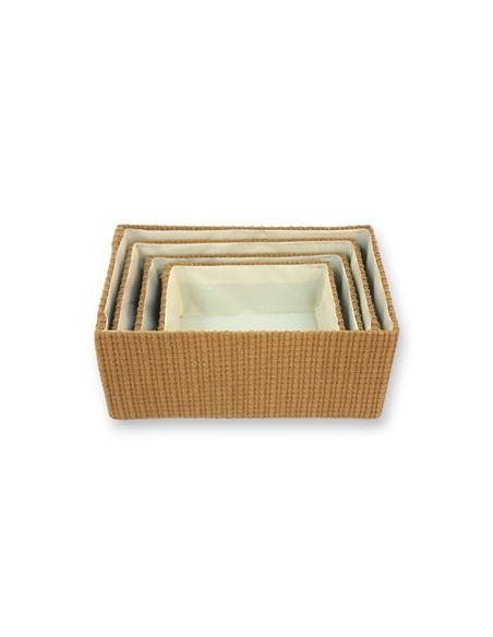 Set Canasto X 4 Rect Tela Marron G0056m Mf01