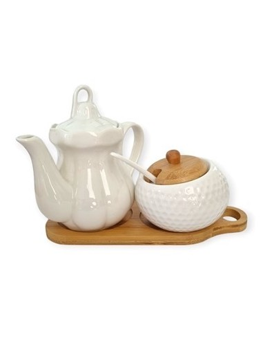 Set Azucarera + Lechera Ceramica C-tapa Bamboo 302196 302208 Pcu01