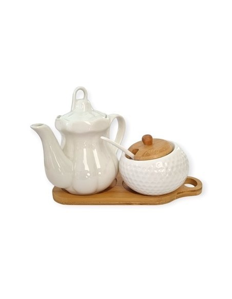 Set Azucarera + Lechera Ceramica C-tapa Bamboo 302196 302208 Pcu01