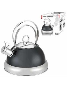 Pava Acero 3lt Silbadora Negra Doble Manija Fija 75005030 Cr02